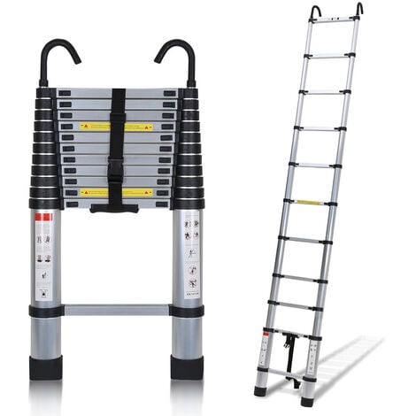 STANEW Aluminium Échelle pliante 3.2M Télescopique Pliable