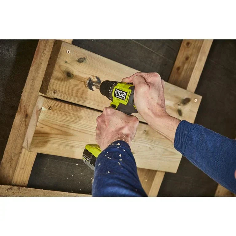 RYOBI - Kit perceuse à percussion compacte et compresseur avec 1 batterie de 4.0 Ah + chargeur 2A 18V ONE+™