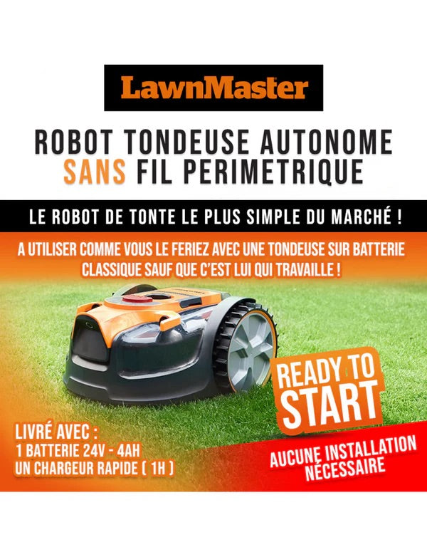 Robot tondeuse autonome + coupe-bordure et batterie supplémentaire OFFERTS